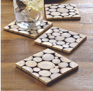 Sous-verre à thé en bois naturel Eco Materials avec supports Tapis et tampons Vaisselle de table Ustensiles de cuisine Sous-verres à thé de table au meilleur prix - Product Image 1