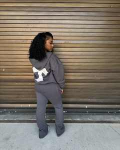 ชุดเสื้อผ้าแฟชั่นสตรีทแวร์สำหรับผู้ชายพิมพ์ลายตัวอักษรกันแดดด้วยกรดซีดจางและมีฮู้ดแบบรูดซิป - Product Image 2