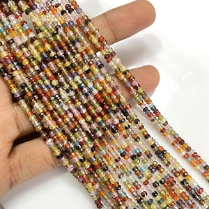 Cuentas de 3mm con forma de Rondelle facetadas de circón múltiple, disco Natural, hebra larga de 12,5 pulgadas para joyería - Product Image 1