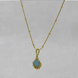 Collar con colgante de calcedonia y oro azul simplista hecho a mano 925 collar con colgante de plata esterlina sólida regalo de joyería para ella - Product Image 2