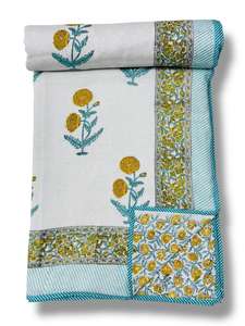 Floral king size algodón suave multicolor impreso mano bloque estampado Boho Jaipuri Rajai doble colcha edredón para hotel edredón conjunto - Product Image 3