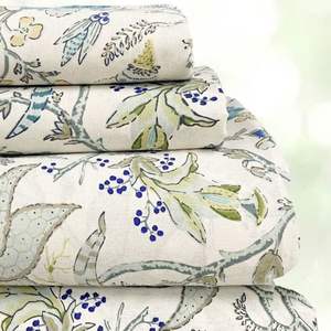 ผ้าปูที่นอนคู่แบบดั้งเดิมในขนาดคิงไซส์แบบข้อต่อฟรีไซส์108x108นิ้วผ้าฝ้ายทอลายทแยงสีชมพูลายดอกไม้หลากสี - Product Image 2