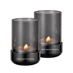 ที่ใส่ชาทำจากโลหะ/แก้วเฮอร์ริเคนสำหรับตกแต่งบ้านและเทศกาลที่วางเทียนทีไลท์สีดำ - Product Image 2