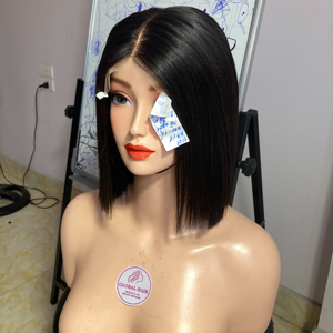 Precio barato, peluca de cabello humano Natural Virgen sin procesar, peluca de cabello humano con encaje frontal, pelucas de Bob cortas rectas para mujeres negras, cabello sin procesar - Product Image 1
