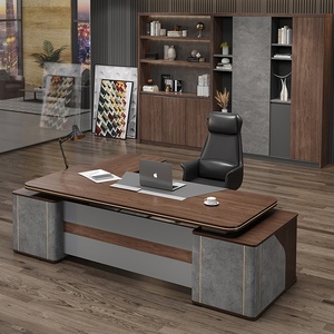 Modern Luxury Executive Office <b>Desk</b> Wooden Panel Extendable Managers Table Commercial Home Office <b>Workstation</b> Furniture - Product Image 5
