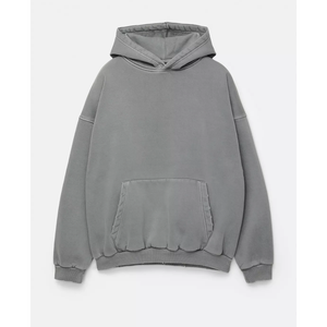 Sudadera con Capucha Extra Grande para Hombre, Lavada al Ácido, de Alta Calidad, con Bolsillos con Ribete, Pantalones Deportivos, Cuello con Capucha, Logotipo Personalizado, Felpa de Algodón - Product Image 3