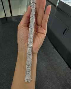 สร้อยข้อมือเงินแท้ 925 คุณภาพสูง ประดับเพชรโมอิสซาไนต์ VVS1 ดีไซน์คลาสสิก สวยหรู เสริมโชคดี เหมาะสำหรับทั้งชายและหญิง ของขวัญเครื่องประดับ - Product Image 3