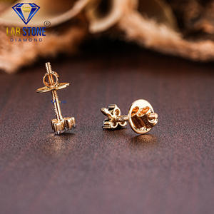 0.21 TDW รอบตัดเพชร18kt ต่างหูทองคำสีเหลืองหินกรวด/EF-VS สี - Product Image 3