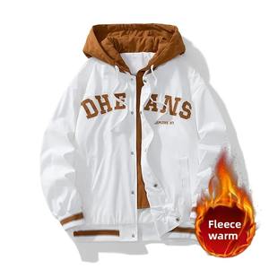 แจ็กเก็ตหนังปักลายสำหรับผู้ชายเสื้อแจ็กเก็ตเลตเทอร์แมนแขนยาวมีโลโก้ตามสั่ง - Product Image 1