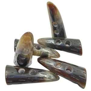 Pinlong Sofa Decorative Wooden Horn Toggle <b>Buttons</b> 2 Holes Coat Duffle Toggle <b>Button</b> Oval Horn <b>Buttons</b> - Product Image 1