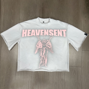 เสื้อยืดโอเวอร์ไซส์สำหรับผู้ชายเสื้อครอปผ้าฝ้าย100เฮฟวี่เวทมีแขนบานและการพิมพ์ DTG ไร้รอยต่อกำหนดเอง - Product Image 2