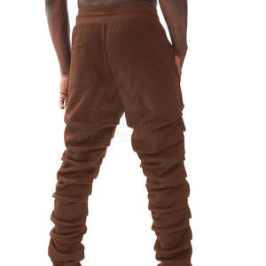 Pantalones de chándal apilados al por mayor pantalones de chándal apilados inferiores con bolsillos laterales pantalones apilados para hombre con logotipo personalizado - Product Image 5