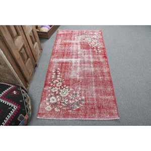 Tapis turc à accents turcs 2,9x5,9 pieds, tapis en laine rouge et blanc à pois - Product Image 1