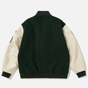 Vestes de baseball en laine unie en vrac, lettres brodées personnalisées, étiquette privée, vente en gros, veste universitaire vierge pour homme - Product Image 2