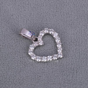 Pendentif en or blanc 14 carats cultivé en laboratoire avec diamant taille ronde Design glacé Style Hip Hop exclusif Motif de coeur à la mode Femmes Fêtes pour hommes - Product Image 2