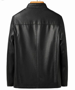 Chaqueta de Motociclista Nueva de Otoño e Invierno para Hombre, con Cuello Mao, de Lona y Cuero, Impermeable, Ecológica, con Cremallera - Product Image 5