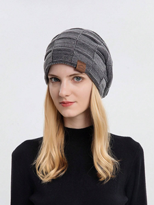 Venta al por mayor Beanie Hat Blank Plain Knit Hat Custom Grueso de lana Cachemira puños Jacquard Beanie Knitted Winter Hat para las mujeres - Product Image 4