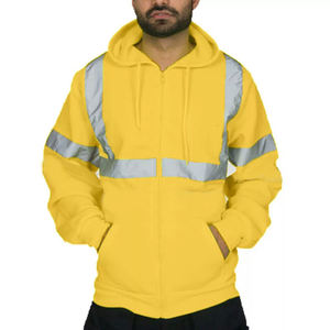Sweat-shirt de sécurité haute visibilité ANSI Classe 3, réfléchissant, imperméable, avec fermeture éclair, poches, en polyester polaire, vêtements de travail, vente en gros OEM - Product Image 4