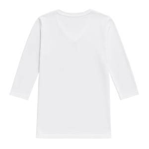 T-shirt blanc pour femme, manches 3/4, col en V, 100% coton biologique de luxe, pré-rétréci, certifié GOTS, doux, respirant, classique - Product Image 2