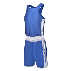 Uniforme de compétition de lutte professionnelle unisexe - Maillot extensible avec logo sur le devant et short de combat - Product Image 3