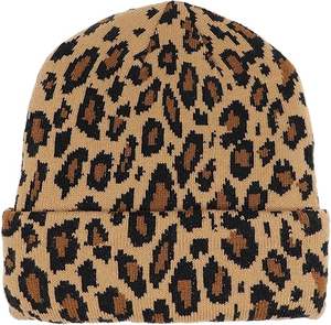 Women Men Winter <b>Hats</b> <b>Leopard</b> <b>Print</b> Cuffed Beanie Double Layers Thick Knitted Soft Warm Slouchy Skull Ski Cap - Product Image 6