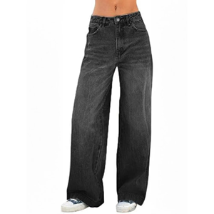 Pantalons en jean pour femmes grande taille de style nouveau, de haute qualité, bleu, décontractés, pour tous les jours, style streetwear, jambes larges, écologiques, taille mi-haute - Product Image 5
