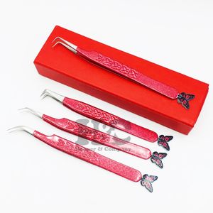 Pince à épiler en acier inoxydable avec extension de cils papillon 90 degrés poignée antidérapante en vison pince à épiler pour emballage durable - Product Image 3