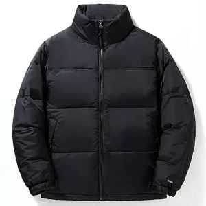 Veste à bulles d'air personnalisée pour hommes col montant noir et orange bicolore extérieur chaud manteau d'hiver OEM ODM - Product Image 4