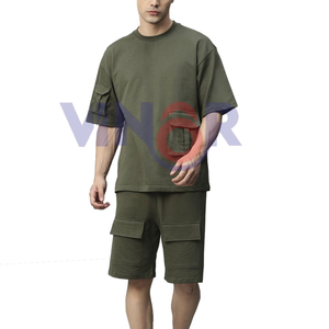 Ensemble de shorts d'été pour hommes Short d'été personnalisé de couleur bleue et assorti Ensemble en coton Ensemble d'été haut de gamme en vente OEM - Product Image 5