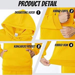 Sweats à capuche décontractés d'hiver pour hommes couleur unie 100% coton polaire coupe régulière séchage rapide et respirant de haute qualité - Product Image 5