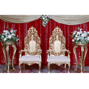 Ensemble de chaises de mariage musulmanes richement sculptées, chaises dorées décorées pour mariage, chaises de mandap, prix de vente directe usine - Product Image 1