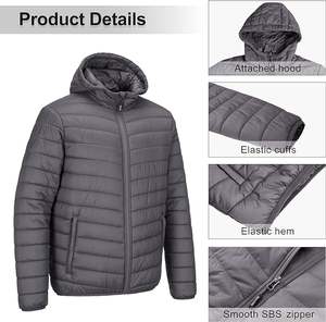เสื้อโค้ทคอปกตั้งบุนวมสีพื้นสำหรับผู้ชายเสื้อแจ็คเก็ตขนเป็ดกลางแจ้งมีซิปปิดสำหรับฤดูหนาว - Product Image 3