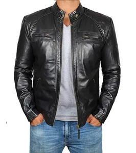 Chaqueta de cuero Bomber de piel de oveja genuina para hombre, chaquetas de cuero para motocicleta, chaqueta de cuero multicolor para hombre 2025 - Product Image 1