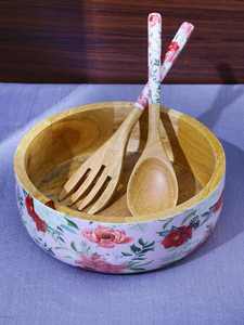 Cuenco para servir ensalada desechable impreso hecho a mano de madera de tamaño personalizado de calidad superior de lujo para acampar diseño contemporáneo - Product Image 3