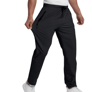 Men's Windproof Quick Dry <b>Stretch</b> Training Pants Lightweight Breathable Polyester/Cotton Knitted Fabric Casual Elastic Waist - Product Image 1