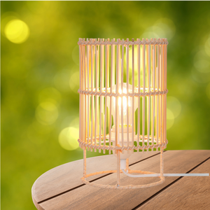 Lámpara de mesa de ratán hecha a mano para sala de estar, dormitorio u oficina, que proporciona luz ambiental cálida y decoración ecológica natural - Product Image 3