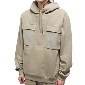 2025 nueva llegada de alta calidad de peso pesado pulóver sudaderas con capucha 100% algodón orgánico Doble Bolsillo de carga Regular Fit invierno - Product Image 1