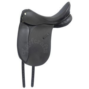 Selle anglaise Ultimate Horse Riding Cuir huilé noir de première qualité avec siège profond Panneaux fixes Rouleaux de genou rembourrés - Product Image 1