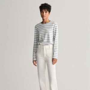 Camiseta informal de manga larga a rayas para mujer: suave, transpirable y perfecta para el uso diario y trajes relajados - Product Image 1