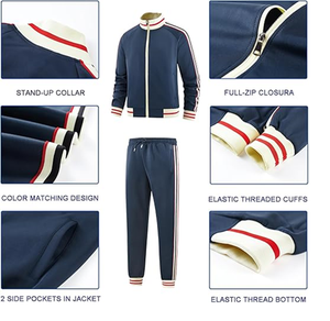 Ensembles de survêtements pour hommes, manches longues, fermeture éclair intégrale, sweat-shirt actif, vestes et pantalons, tenues en 2 pièces - Product Image 2