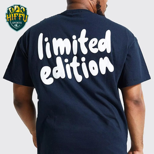 T-shirt en coton de haute qualité pour hommes avec impression bouffante T-shirts personnalisés à manches courtes et à col rond surdimensionnés à motif solide - Product Image 5