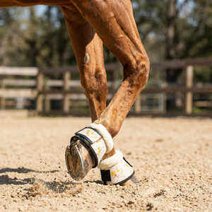 Bottes de protection pour chevaux à imprimé floral avec garniture en fausse fourrure, couleur personnalisable, haute qualité, pour l'équitation et l'entraînement - Product Image 3