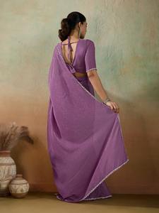 Diseñador impresionante tradicional pakistaní boda étnica elegante Sari hermosa seda suave Georgette alta calidad fiesta desgaste Saree - Product Image 4