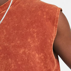 Camisetas sin mangas extragrandes para hombre, estilo casual, lavado ácido, moda de verano, logotipo personalizado, secado rápido, transpirables, 100% algodón, estilo urbano. - Product Image 5