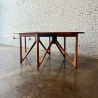 Ensemble de table à manger pliante de style moderne du milieu du siècle danois, structure en teck massif, finition noyer, durable, taille personnalisée, appartement, villa