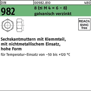 Tuerca Hexagonal DIN 982 M8 8 Acero Electrogalvanizado 100 Piezas - Product Image 1