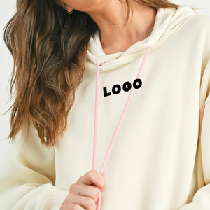 Sweats à capuche décontractés pour femmes avec impression de lettres personnalisées, 100% coton, tricot d'hiver, manches chauve-souris, logo sur le devant - Product Image 4