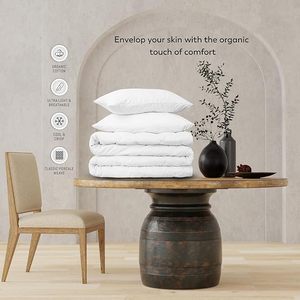 Ensemble de housse de couette double 100% coton biologique ivoire <span class=keywords><strong>200x200</strong></span> cm 4 pièces literie double légère et respirante pour un confort complet - Product Image 6