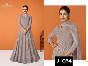 Vêtements ethniques indiens Faux Georgette lourde avec broderie et séquence avec fil de coton Robes de travail Anarkali pour vêtements de mariage - Product Image 3