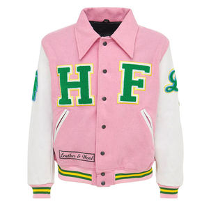 Veste universitaire de baseball avec patchs brodés en chenille pour l'hiver pour hommes, avec manches en cuir et placement du logo sur le devant - Product Image 1